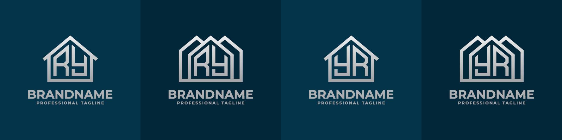 Letter RY and YR Home Logo Set. Suitable for any business related to house, real estate, construction, interior with RY or YR initials. vector