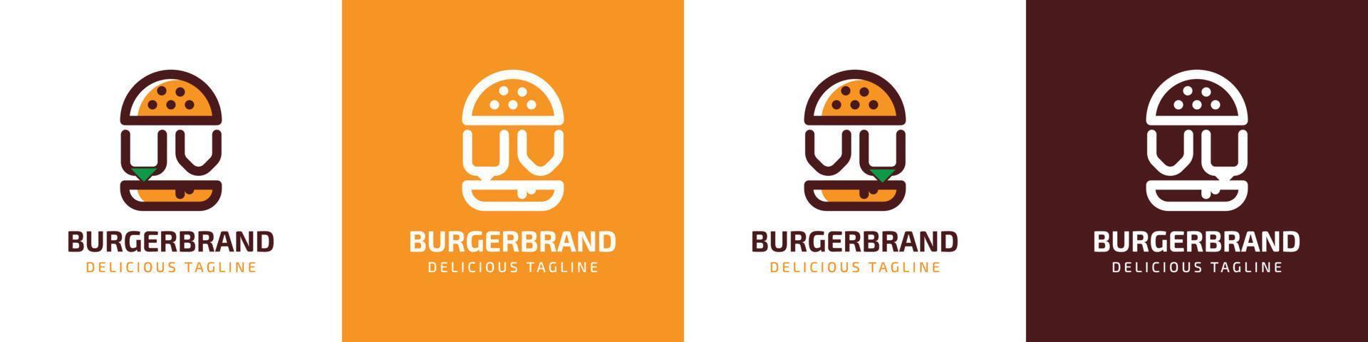 Letter UV and VU Burger Logo, suitable for any business related to burger with UV or VU initials. vector