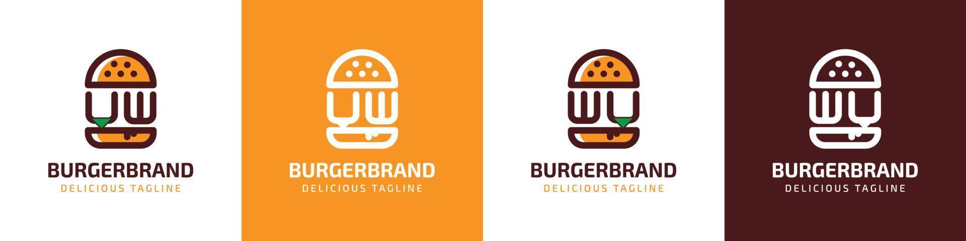 Letter UW and WU Burger Logo, suitable for any business related to burger with UW or WU initials. vector