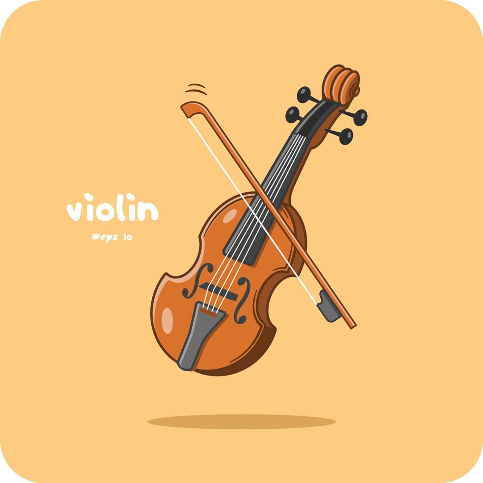Violin is a classical stringed instrument group, vector illustration.
