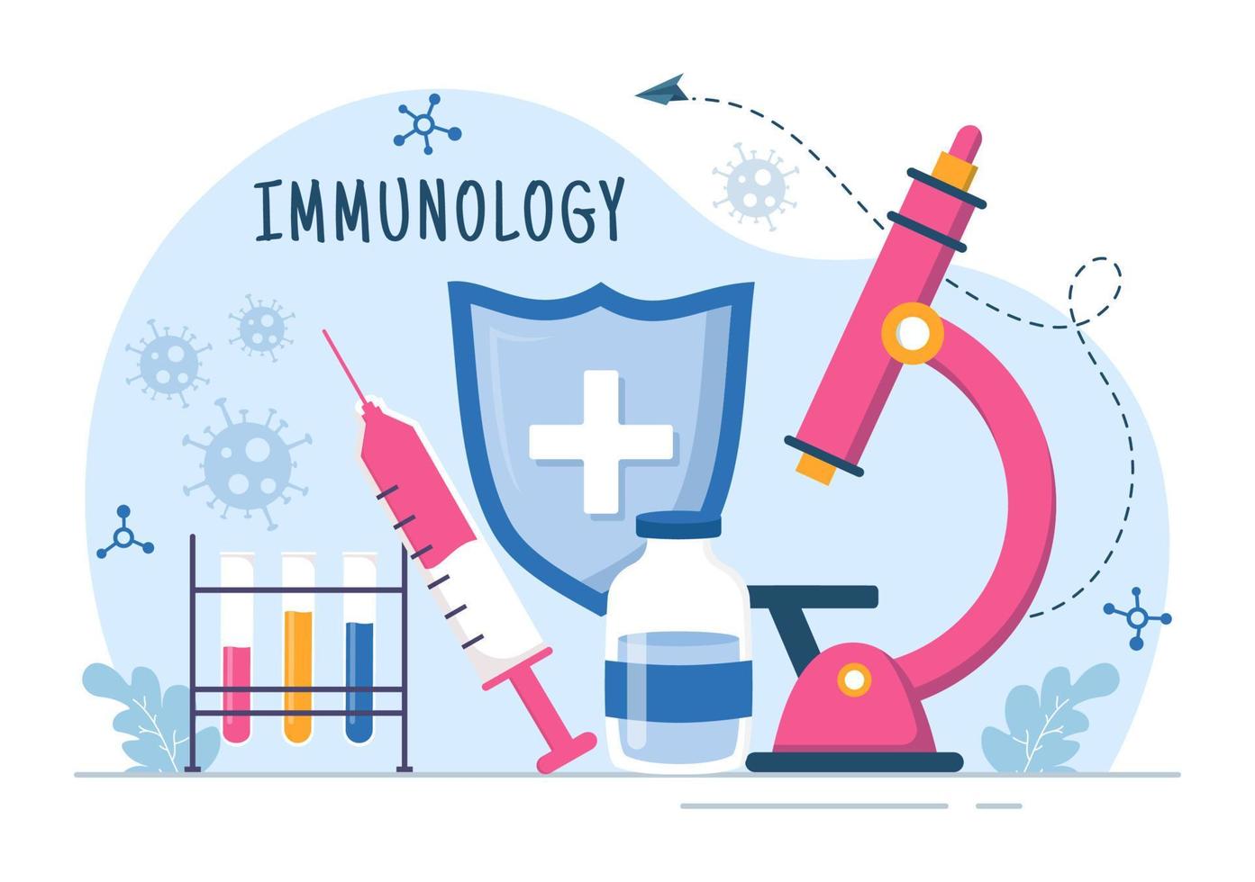 Immunology Illustration with People Immune Protection System Helping to Get Rid of Infections and Harmful Bacteria in Cartoon Hand Drawn Templates vector