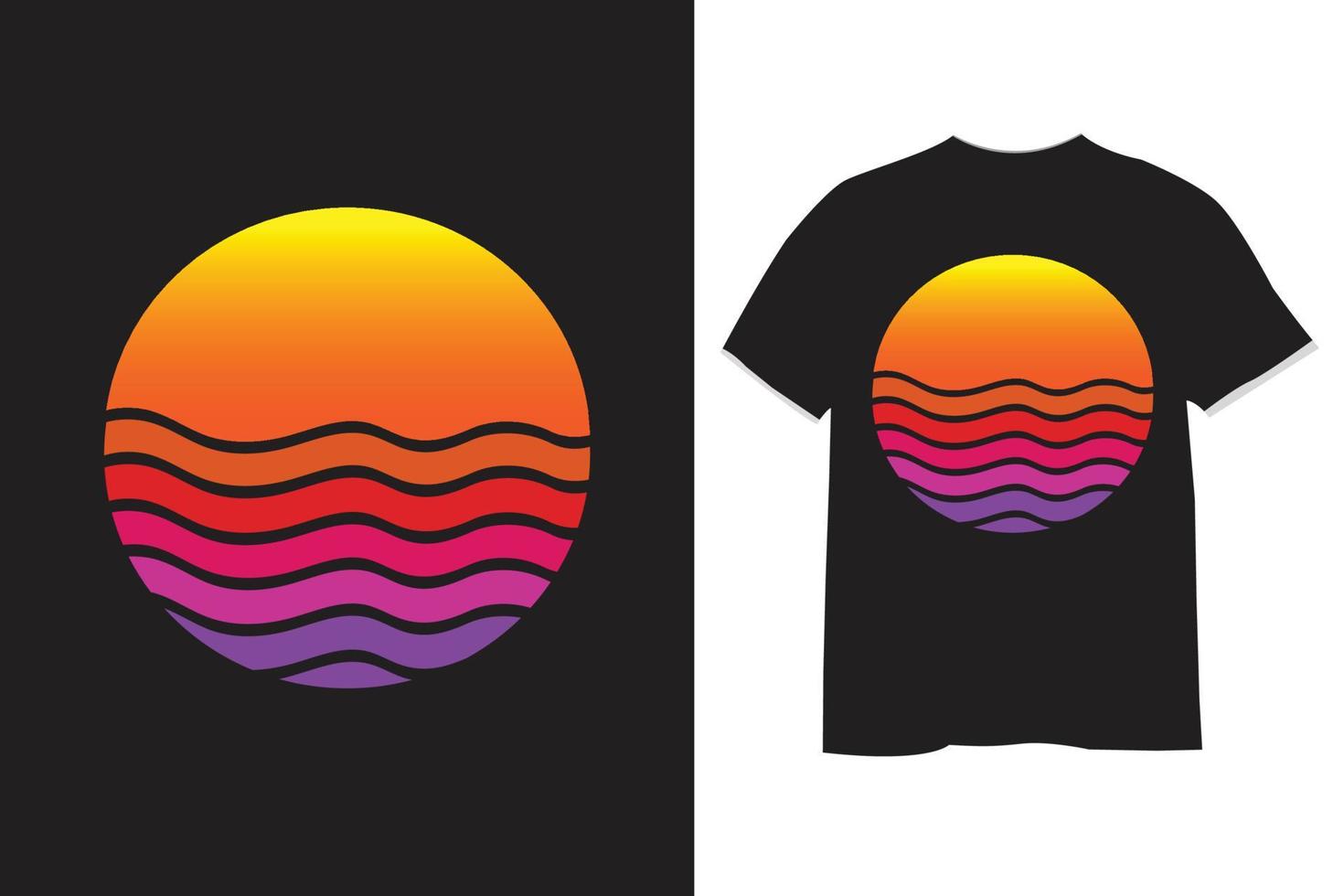 sunset retro vintage t shirt design vector