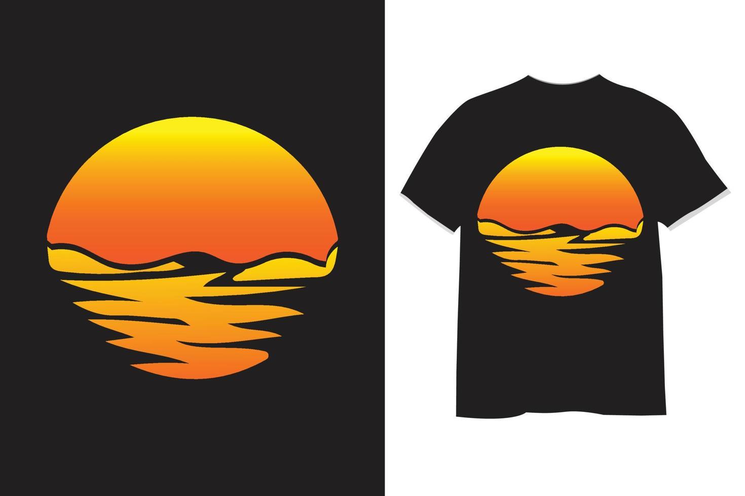 retro puesta de sol Clásico t camisa diseño vector