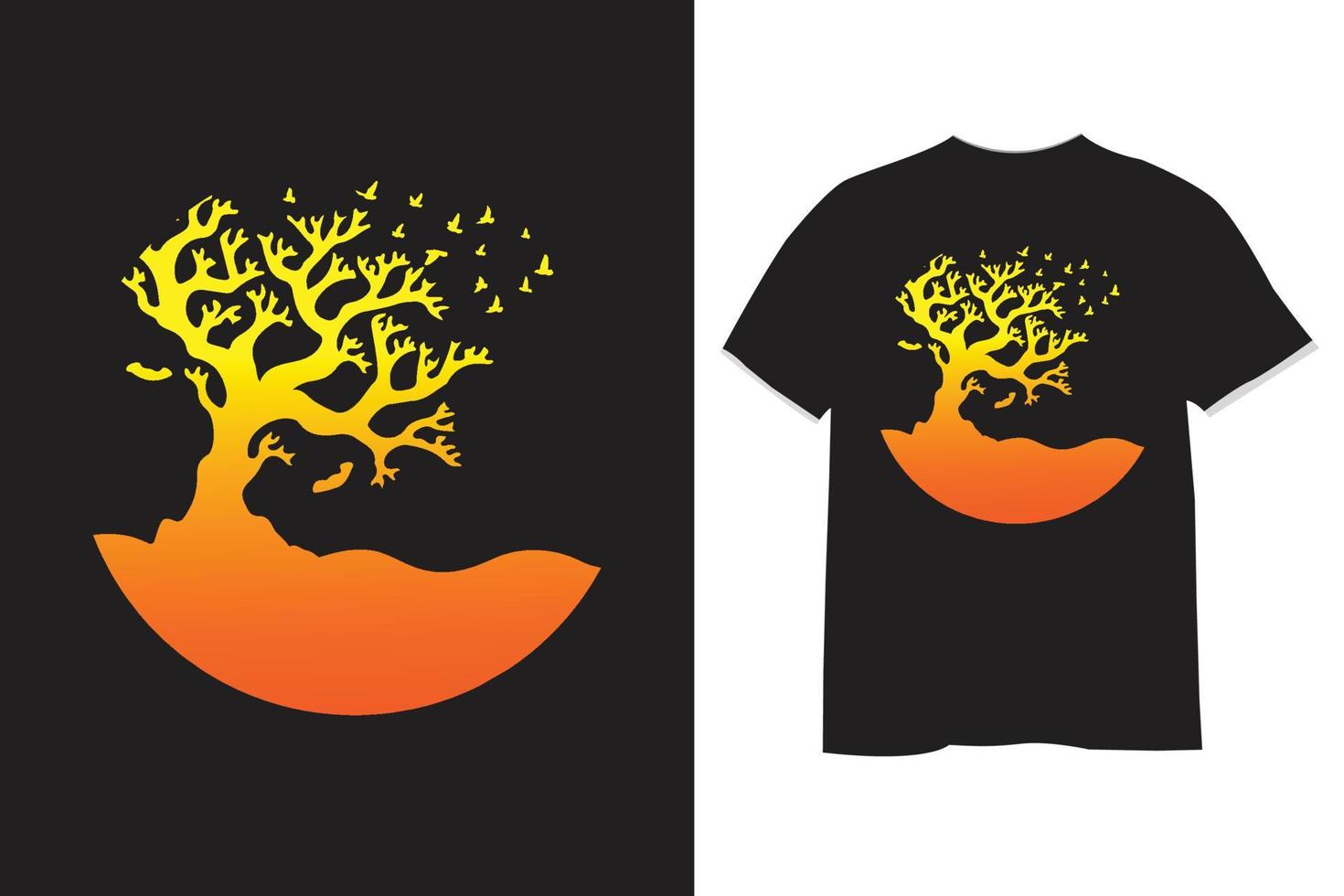 árbol retro puesta de sol Clásico t camisa diseño vector