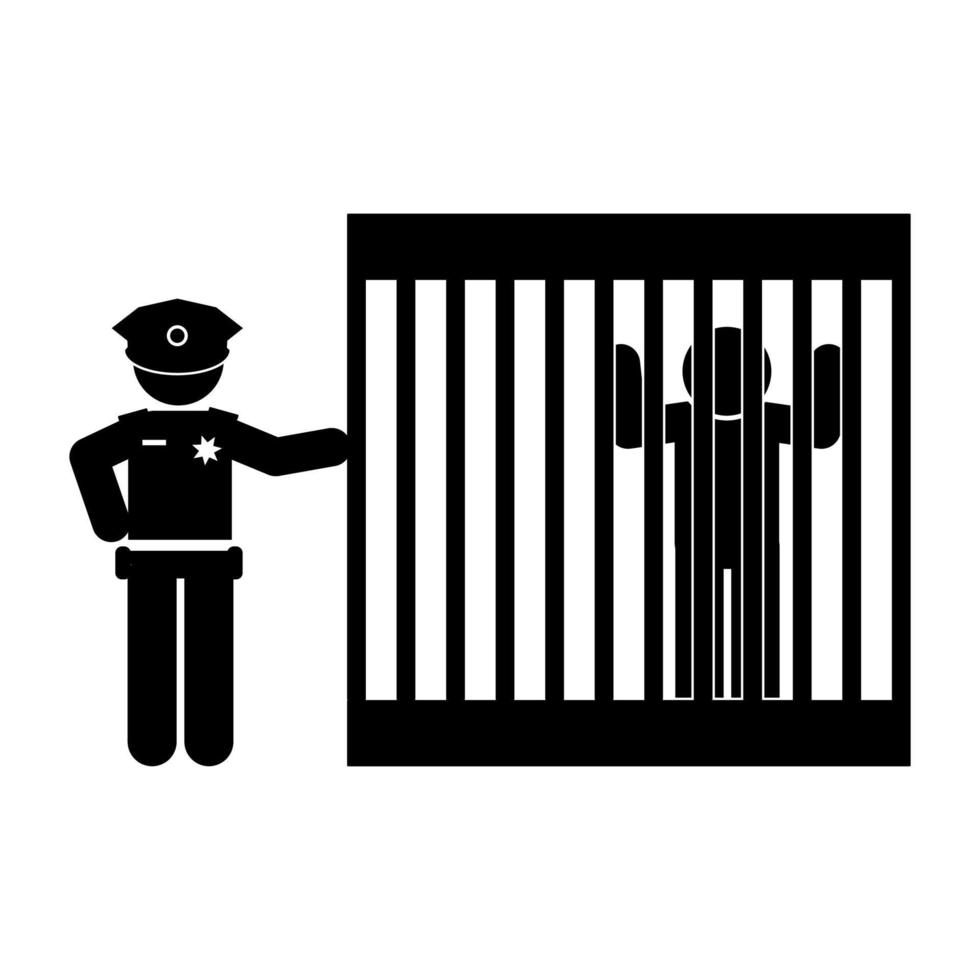 police arrest criminals. Policeman icon. Simple illustration of policeman vector. criminals in prison vector