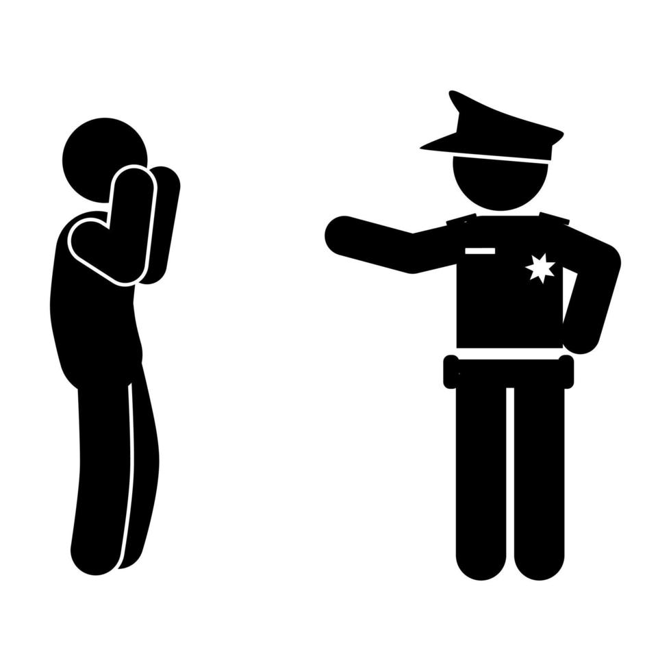 policía arrestar criminales policía icono. sencillo ilustración de policía vector. criminales en prisión vector