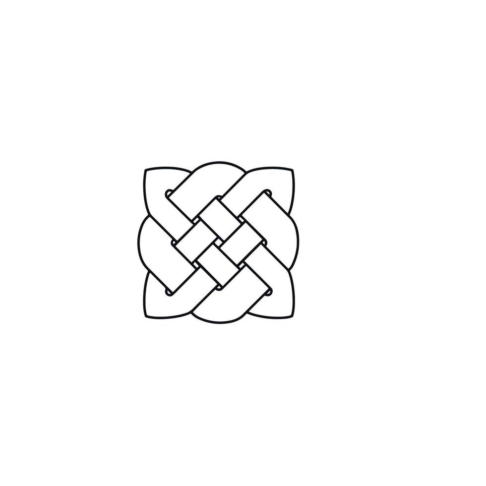 Celtic Knot Four By Four 4x4 Line Pattern Hand Drawn Coloring Symbol Vector