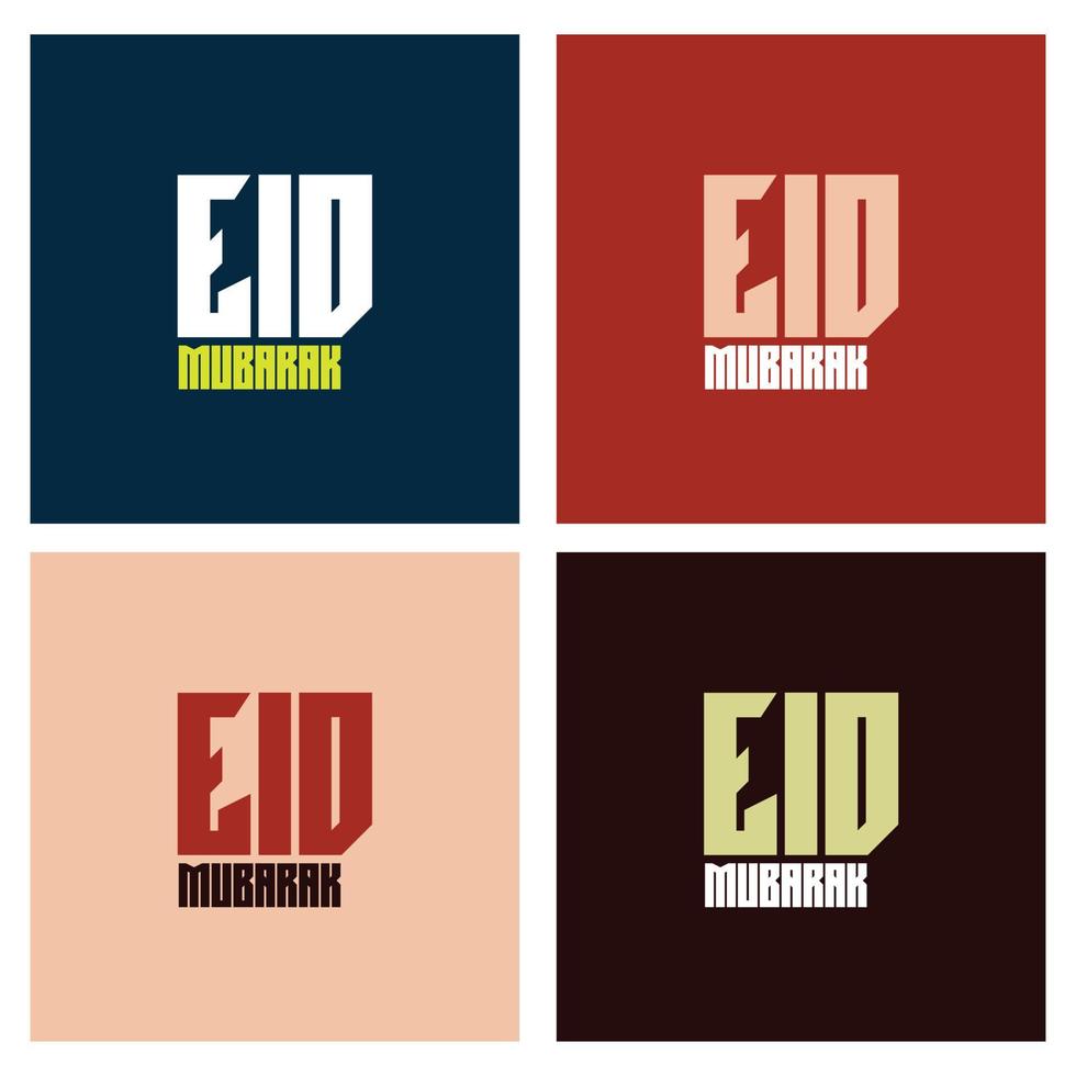 Beautiful set of typography or calligraphy eid mubarak vector design color and gradient