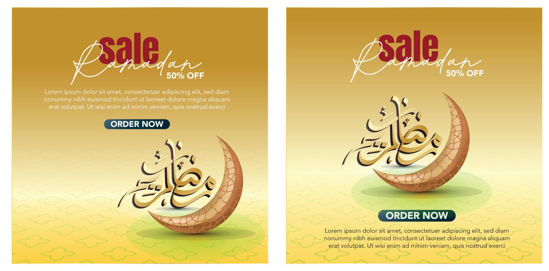 Ramadan gradient colour with a theme for social media or web ads. Elegant sale and discount promo Vector design