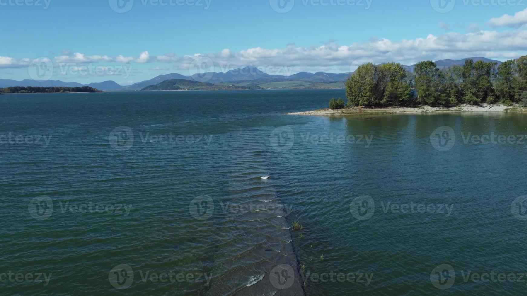 Aerial view of Liptovska Mara reservoir in Slovakia. Water surface photo