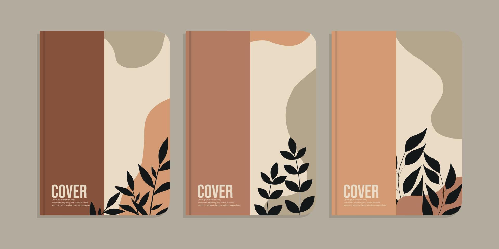 set of invitation cover designs with hand drawn floral decorations. abstract retro botanical background. A4 size For notebooks, invitations, planners, brochures, books, catalogs vector