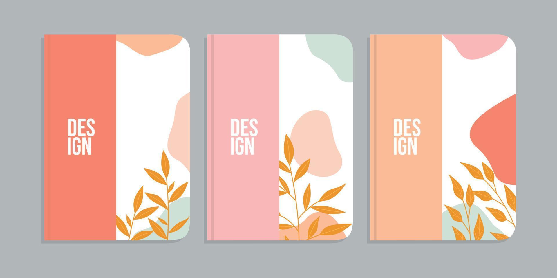 set of invitation cover designs with hand drawn floral decorations. abstract retro botanical background. A4 size For notebooks, invitations, planners, brochures, books, catalogs vector
