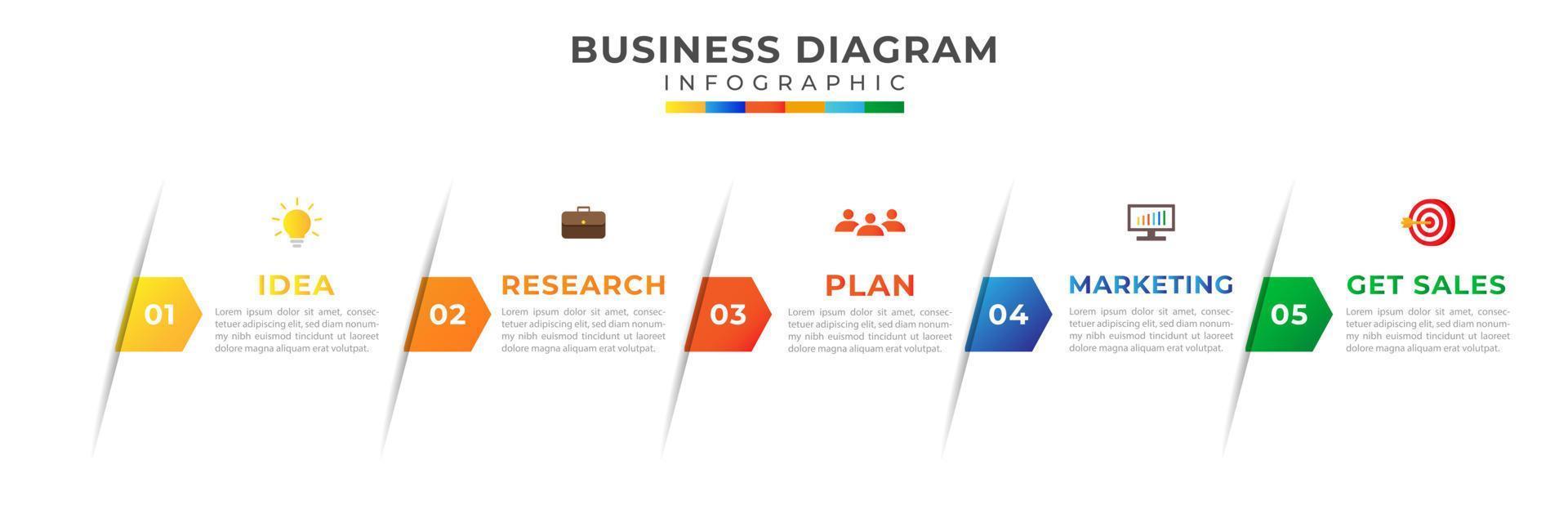 5 Steps Modern Timeline diagram with arrow and icon, presentation vector infographic timeline. infographic template for business.
