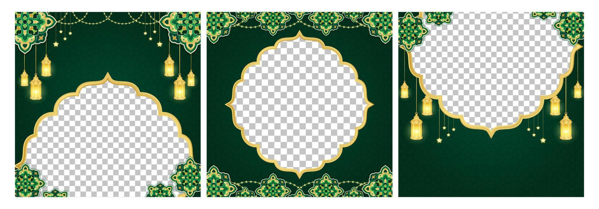 Islamic ornament template for background, sale, product photo, photo frame, twibbon, banner, poster, cover design, envelope, social media feed. Ramadan Kareem and eid mubarak 2023 greeting concept vector