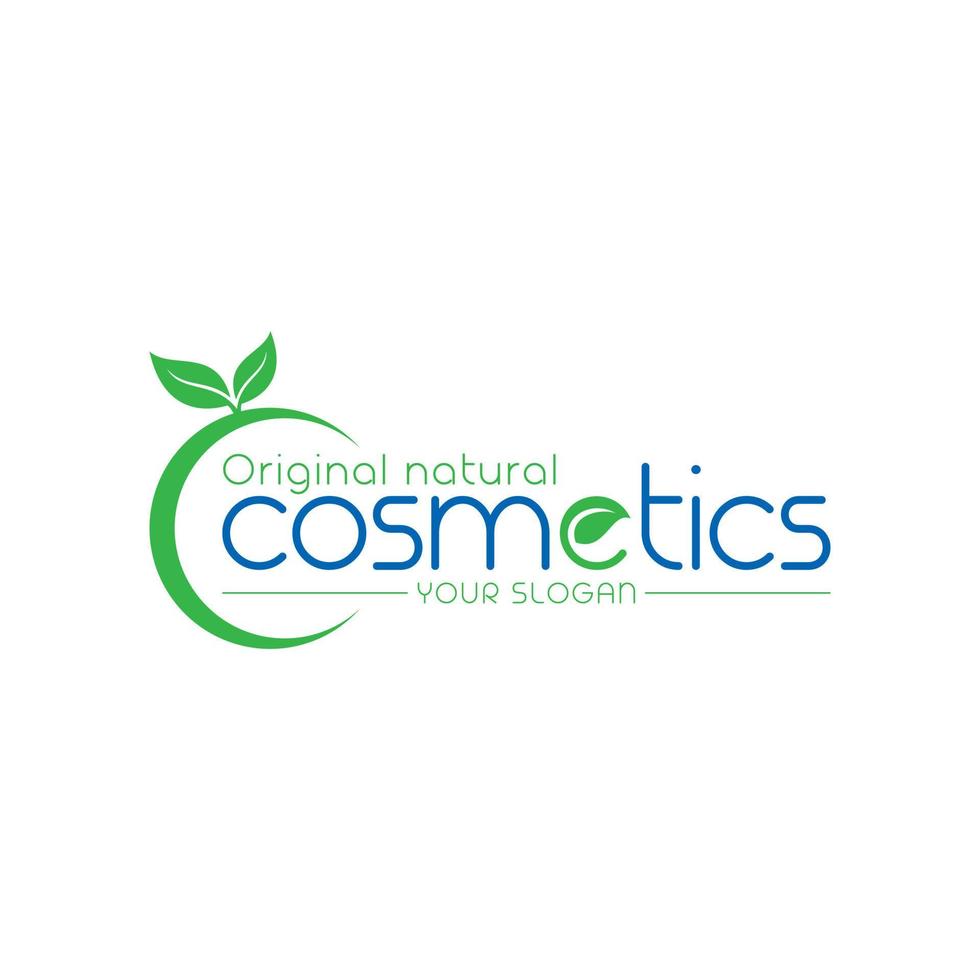 creativo productos cosméticos logo vector ilustración. color azul y verde.