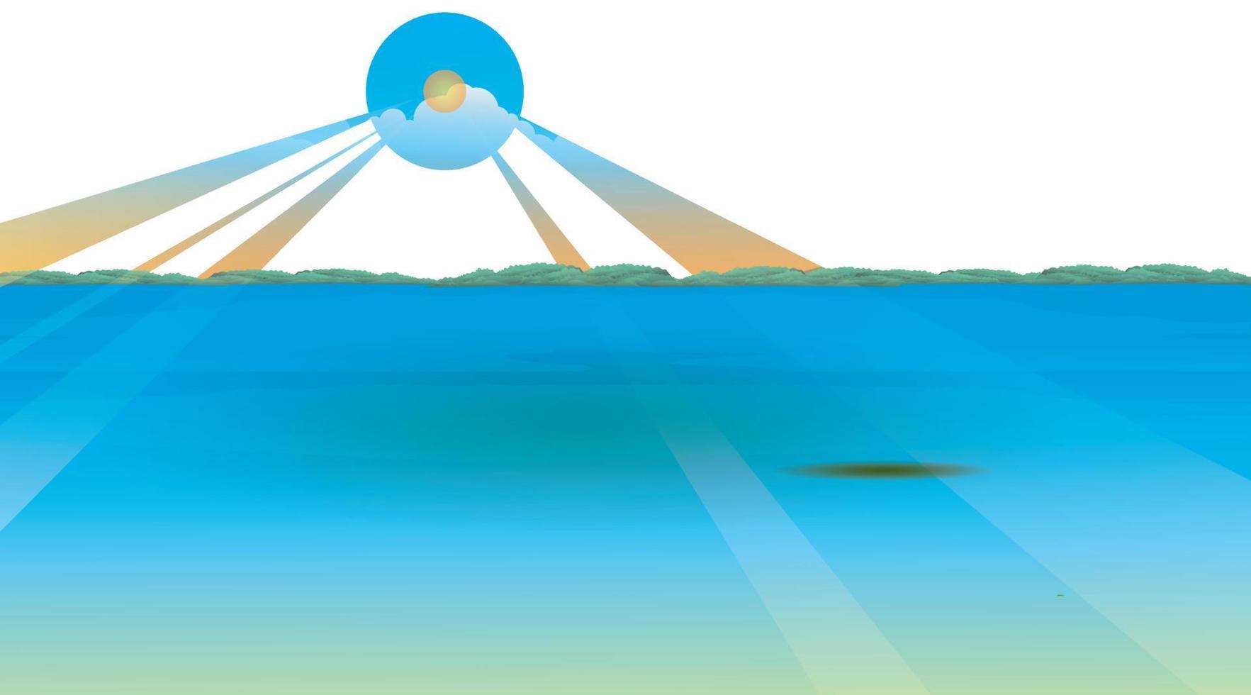 Tropical ocean water, clouds and sun vector