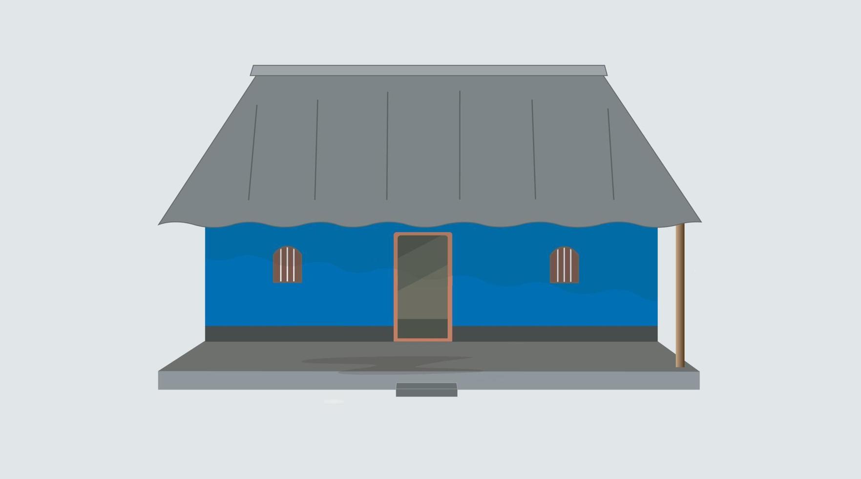 2d indian village blue house background, animated village house outside, village house animated background vector