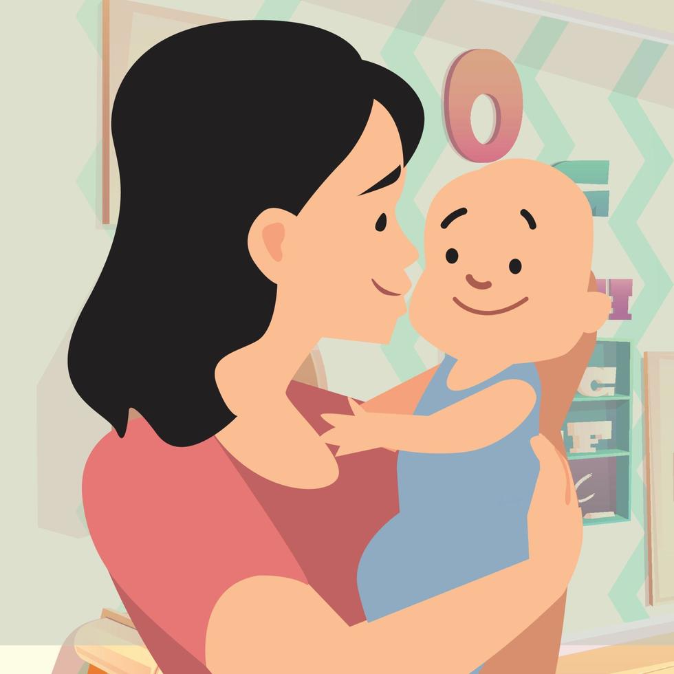 a mother holding her child vector
