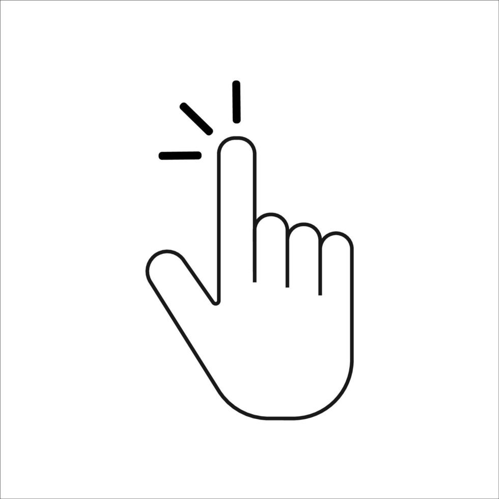 Push button. Hand icon on white background. Cursor of computer mouse. Vector illustration