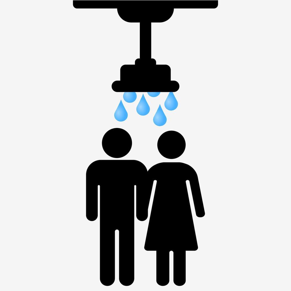People under the shower. White background. Vector illustration