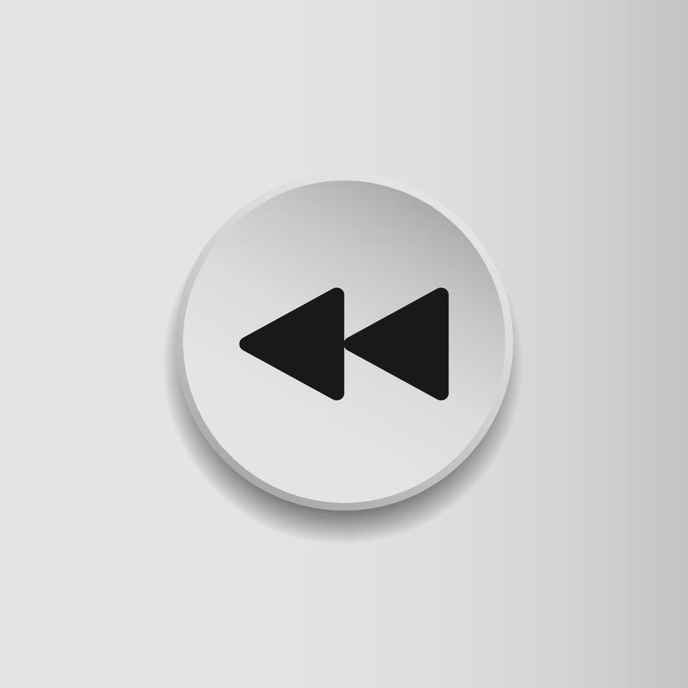 Rewind symbol, fast backwards sign. Flat style icon on gray background. Multimedia symbol. Vector illustration