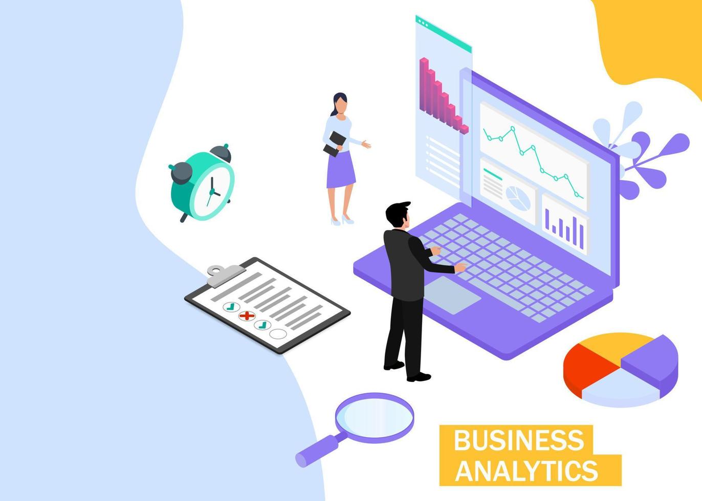 Business Analytics concept. Business finance and industry. Isometric projection. Vector illustration. EPS 10