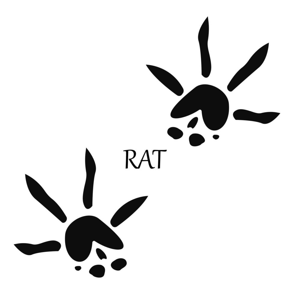 Rat paw print. Footprint silhouette on white background. Vector illustration. EPS 10