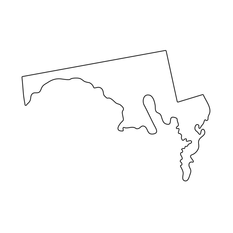 Maryland - U.S. state. Contour line in black color. Vector illustration. EPS 10