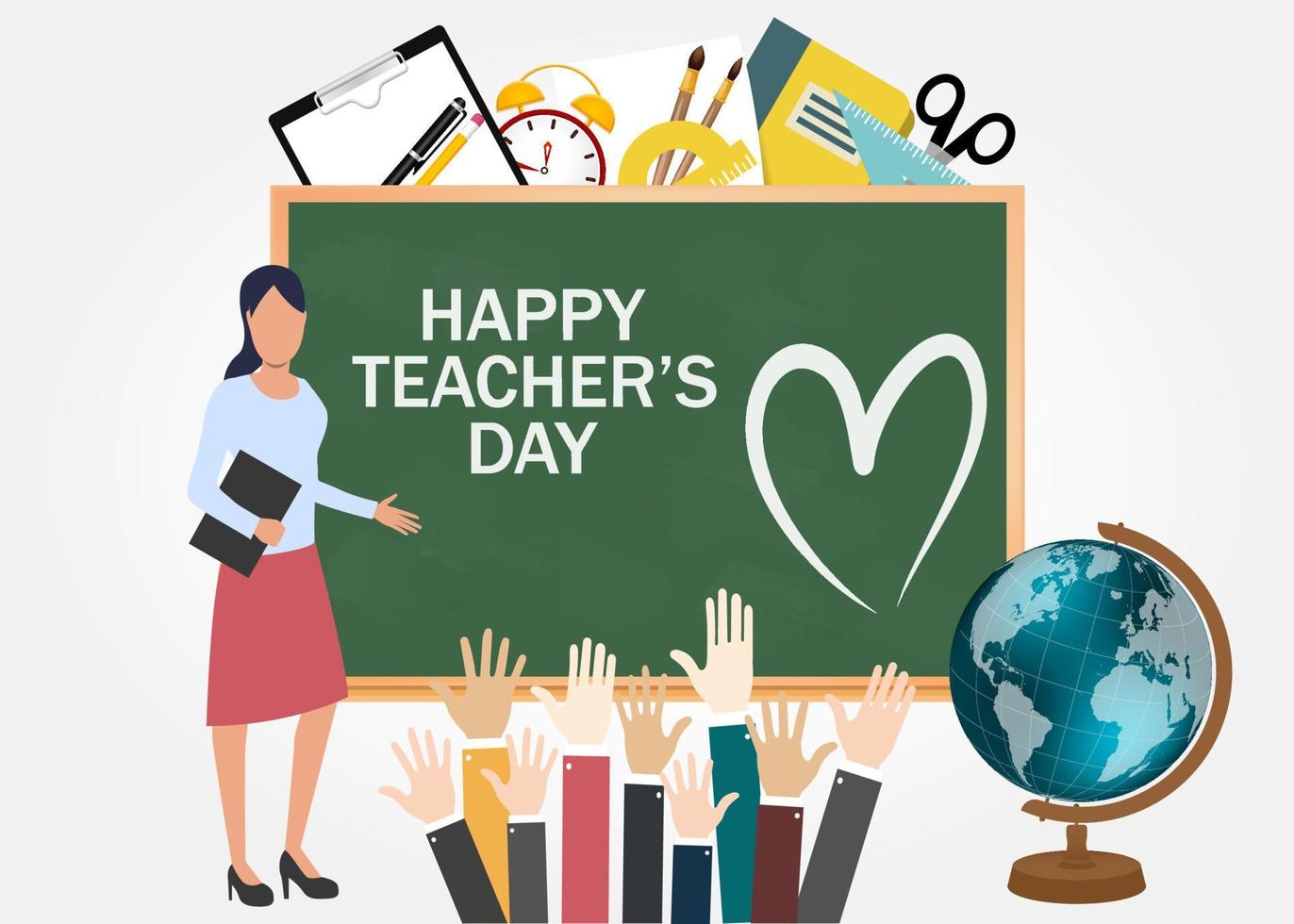 World Teacher's Day. Internatioanl holiday. Greeting card. Vector illustration. EPS 10