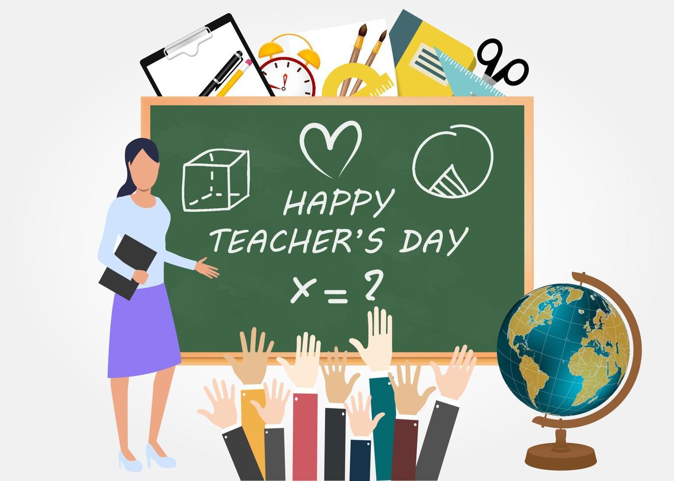 World Teacher's Day. Internatioanl holiday. Greeting card. Vector illustration. EPS 10