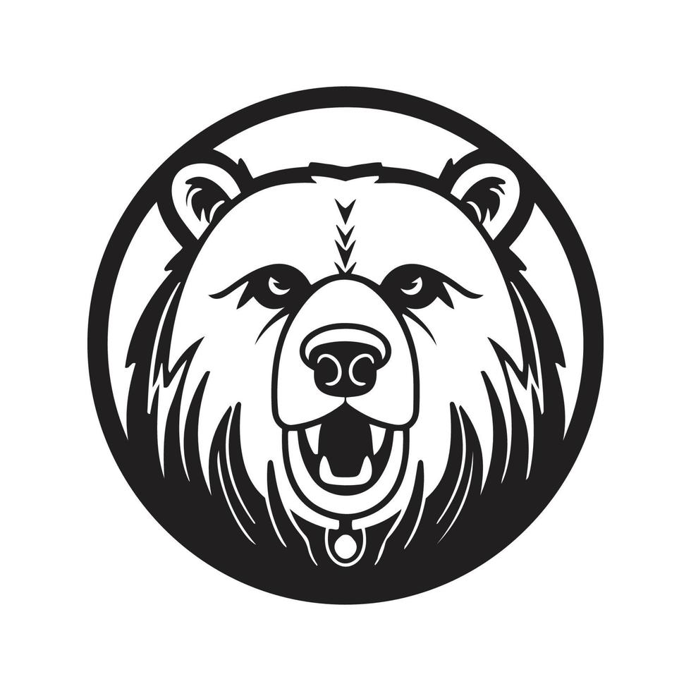 bear mascot logo ,hand drawn illustration. Suitable For Logo, Wallpaper, Banner, Background, Card, Book Illustration, T-Shirt Design, Sticker, Cover, etc vector