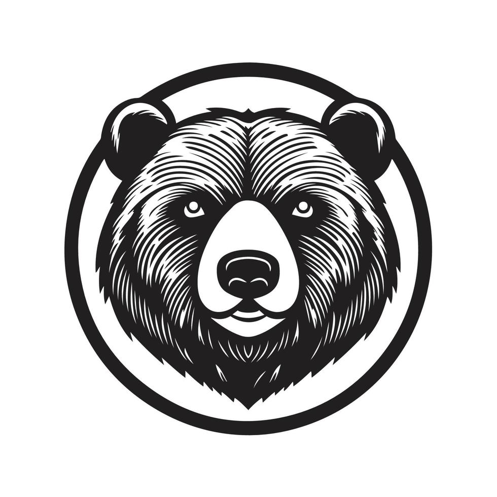 bear mascot logo ,hand drawn illustration. Suitable For Logo, Wallpaper, Banner, Background, Card, Book Illustration, T-Shirt Design, Sticker, Cover, etc vector