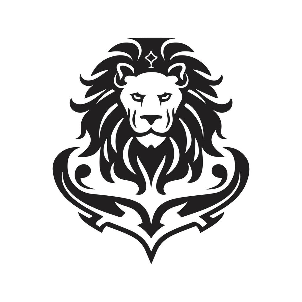 lion mascot logo ,hand drawn illustration. Suitable For Logo, Wallpaper, Banner, Background, Card, Book Illustration, T-Shirt Design, Sticker, Cover, etc vector