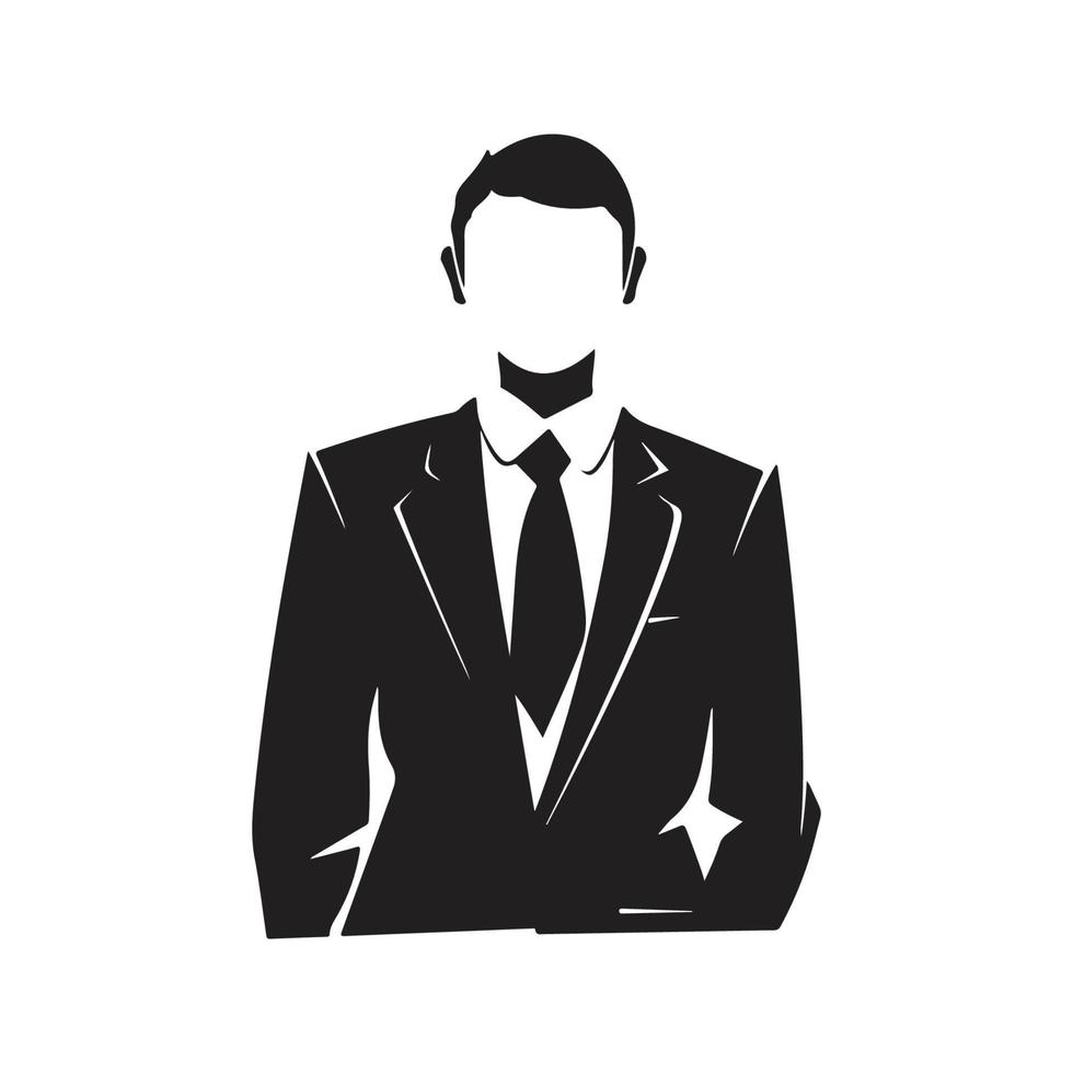 person with suit and tie, vector concept digital art ,hand drawn illustration