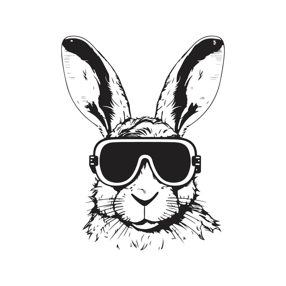 rabbit wearing sunglasses, vector concept digital art ,hand drawn illustration