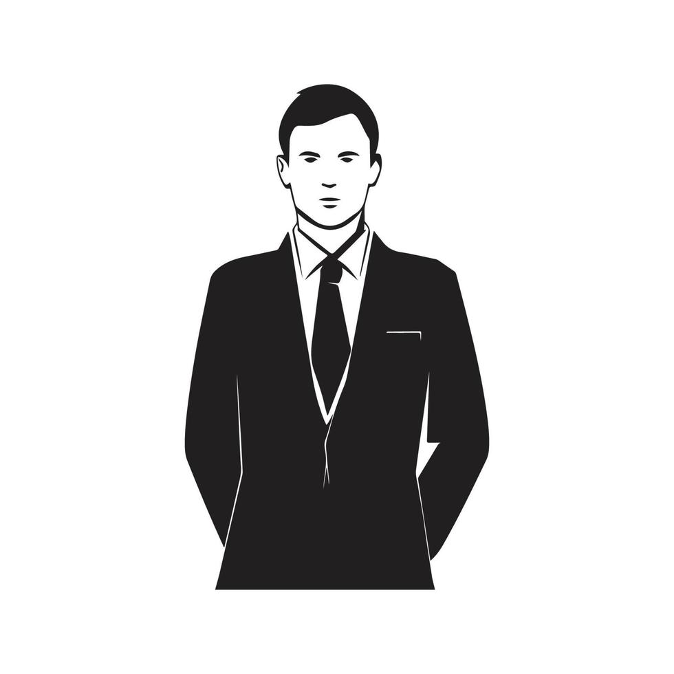 person with suit and tie, vector concept digital art ,hand drawn illustration