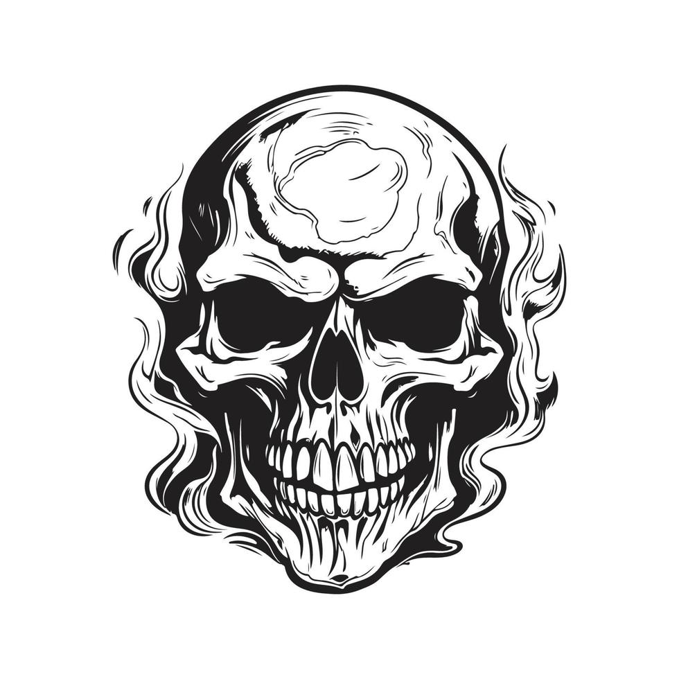 skull hell, vector concept digital art ,hand drawn illustration