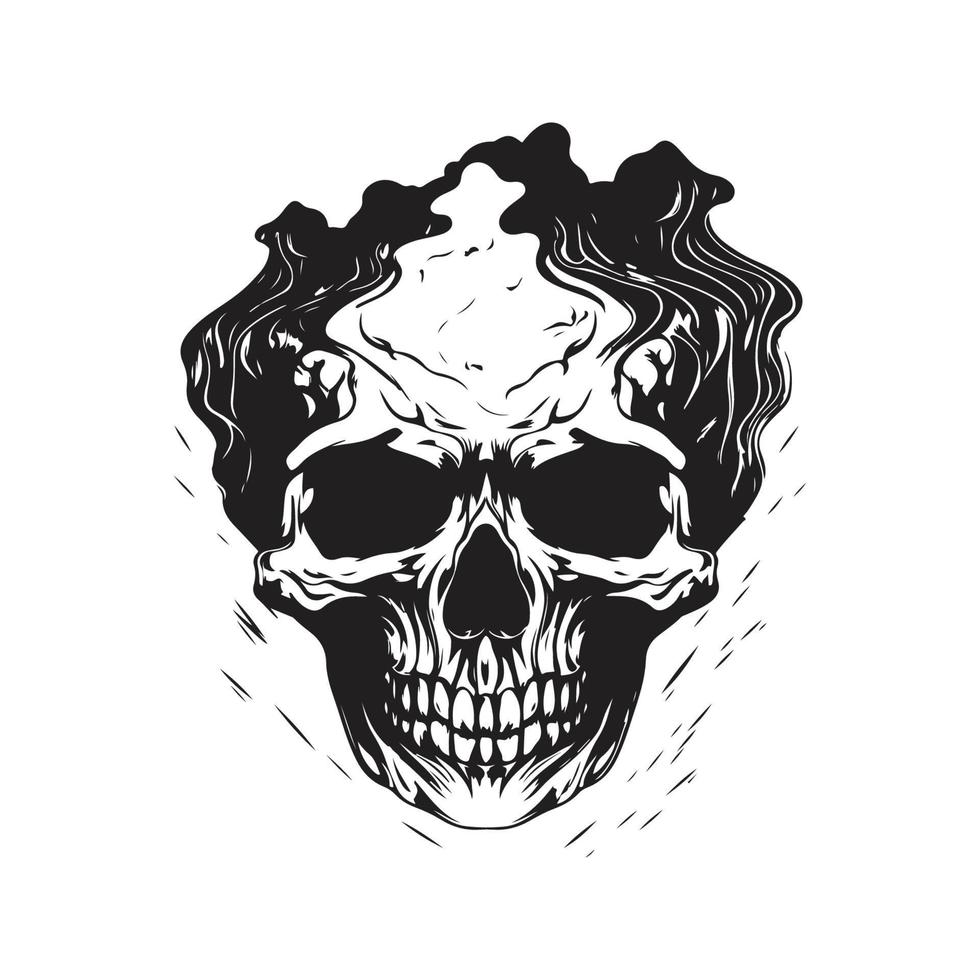 skull hell, vector concept digital art ,hand drawn illustration ...