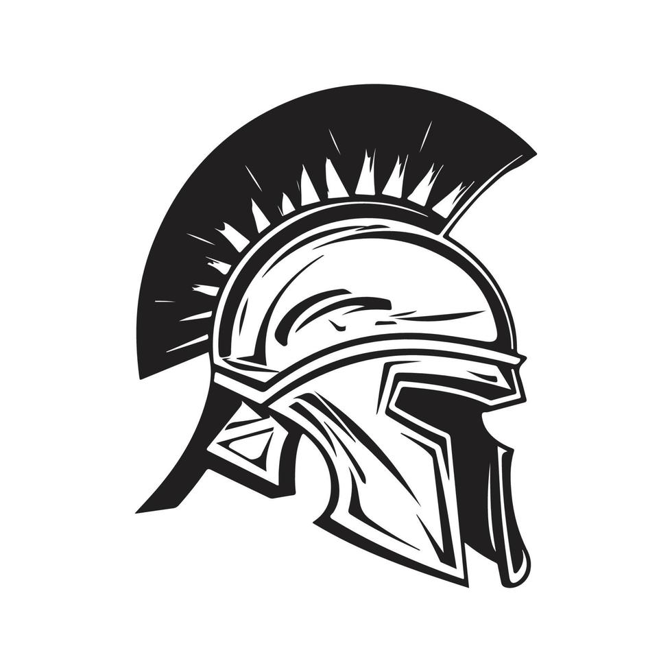 spartan helmet, vector concept digital art ,hand drawn illustration