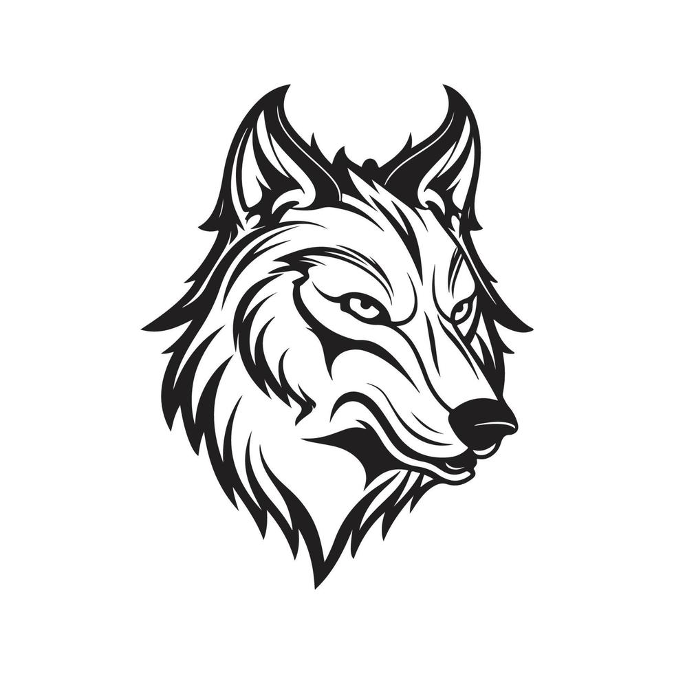 wolf, vector concept digital art ,hand drawn illustration