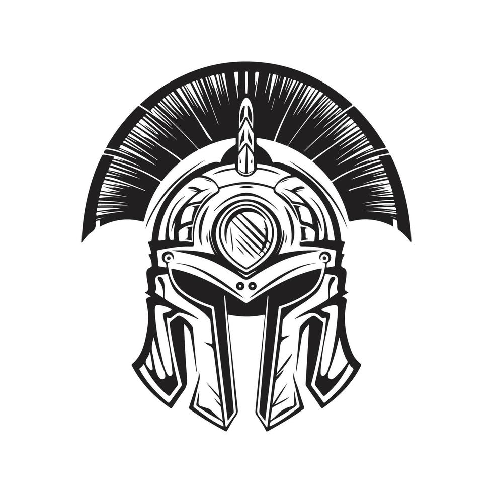 spartan helmet, vector concept digital art ,hand drawn illustration