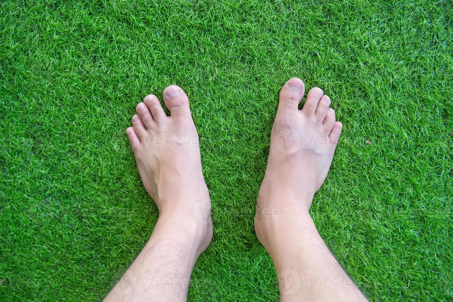 Feet over green  grass photo
