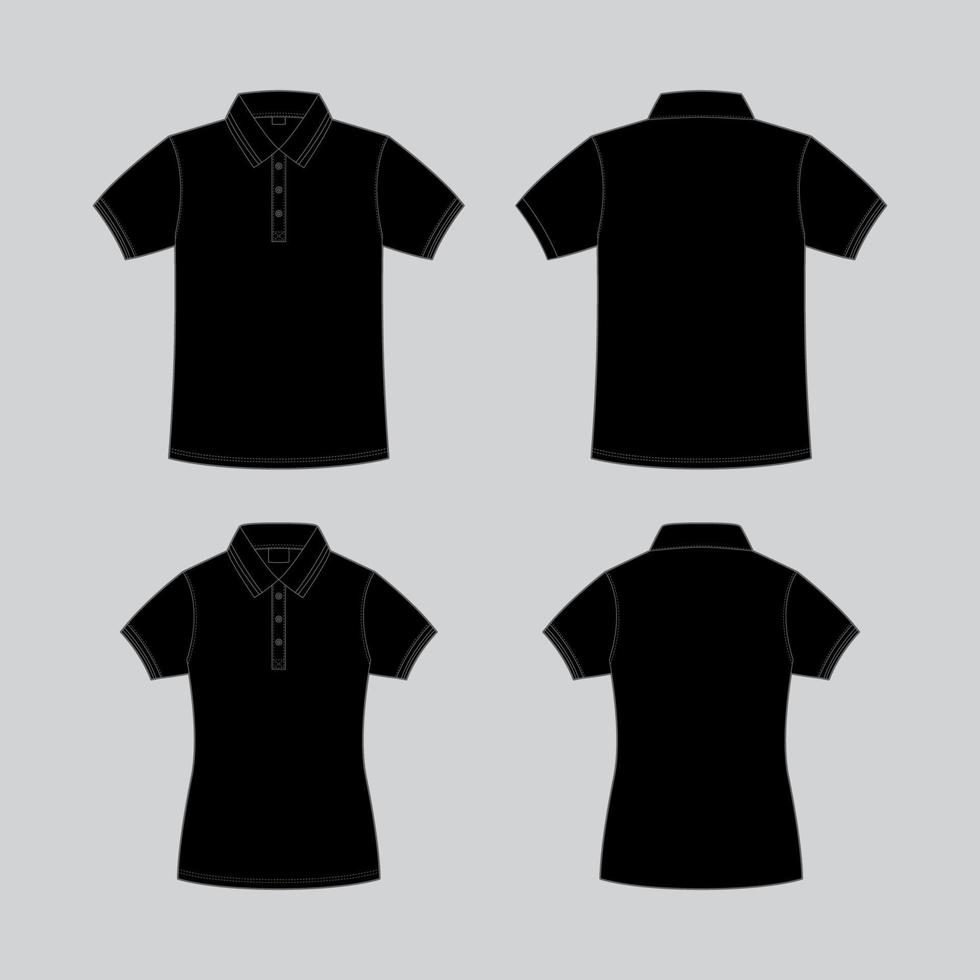 Flat Outline Polo Black Shirt vector