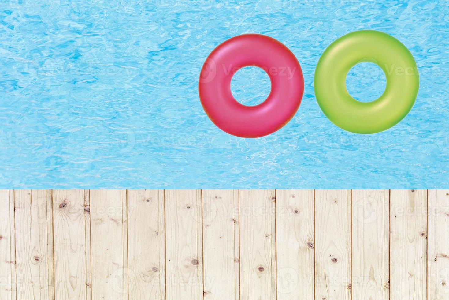 The swimming pool and wood ground from high perspective photo