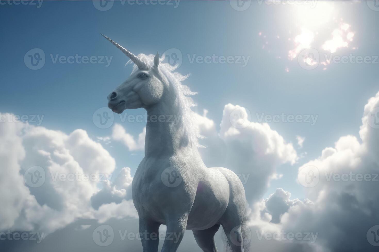 A unicorn in the sky created with technology. photo