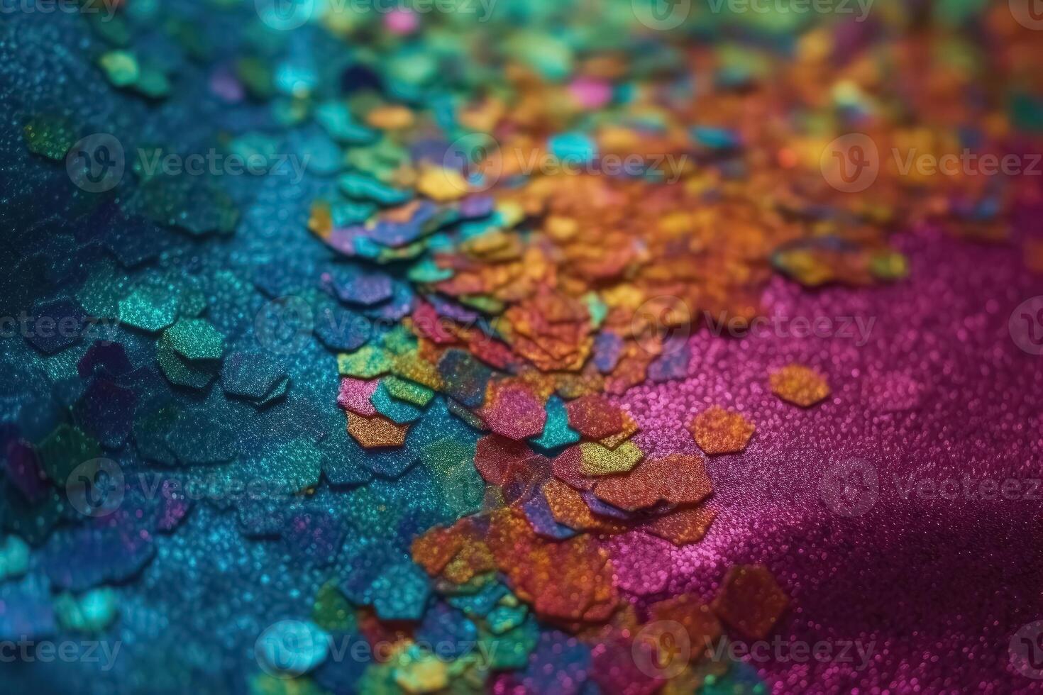 Photo realistic background texture of colourful glittering paper from above created with technology.