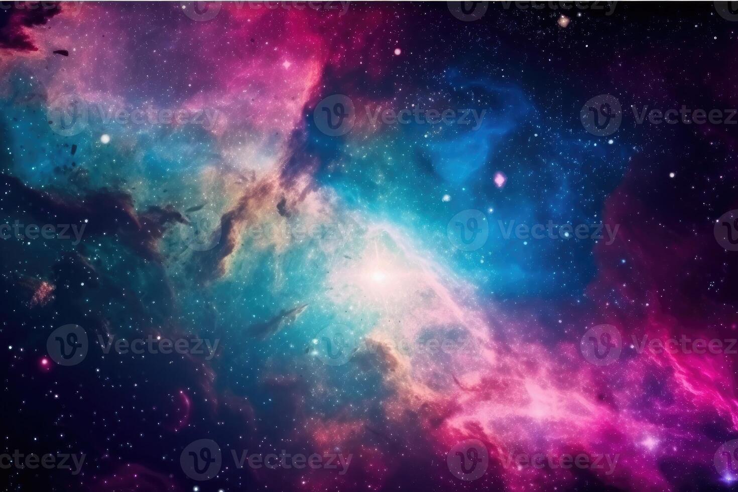 Stunning colorful galaxies in the night sky created with technology. photo