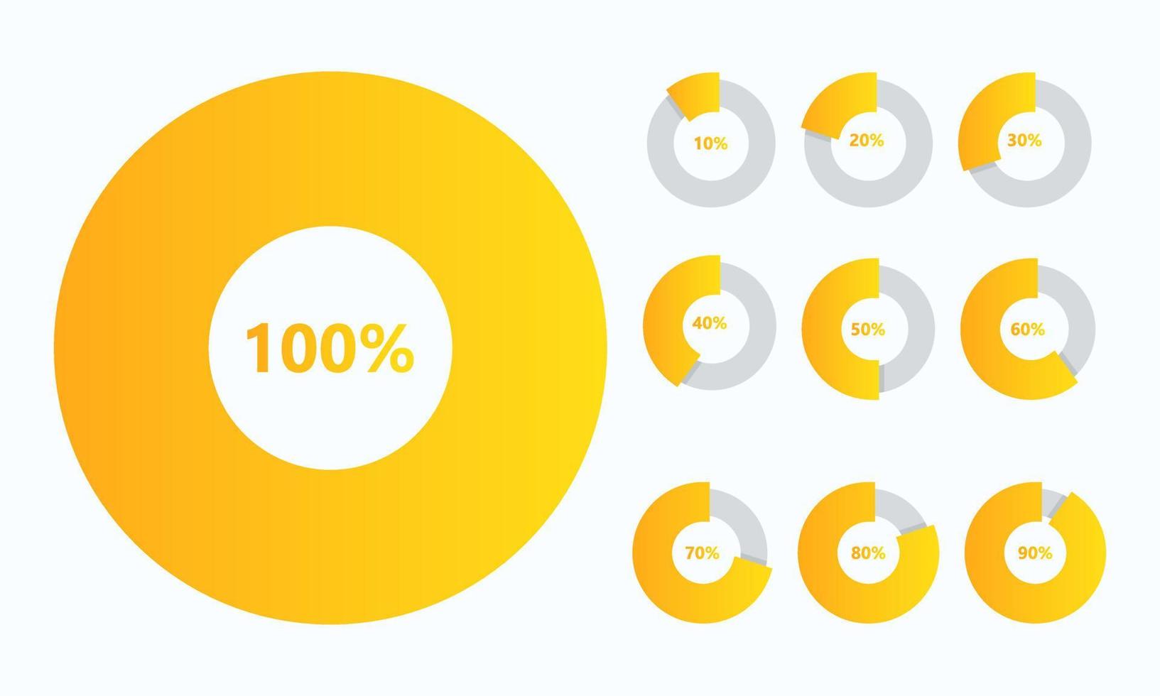 Set of circle percentage diagram for infographic, vector illustration