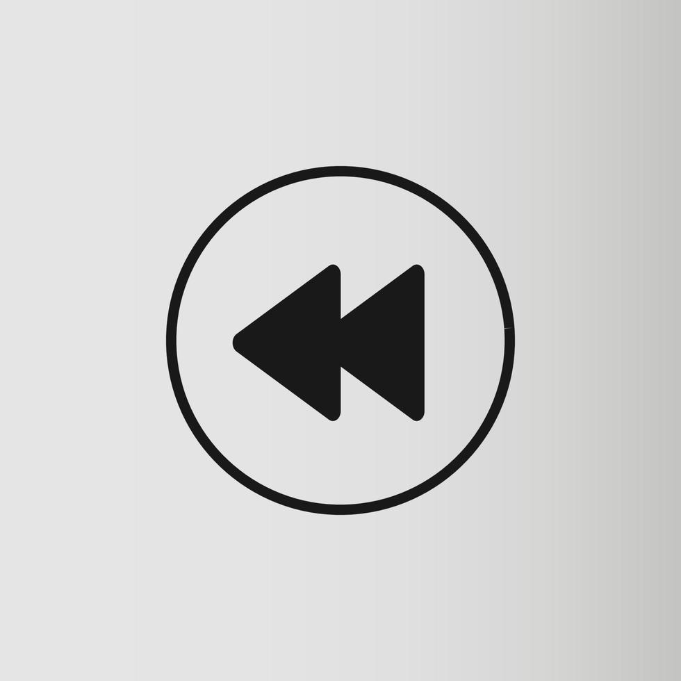 Rewind symbol, fast backwards sign. Flat style icon on gray background. Multimedia symbol. Vector illustration