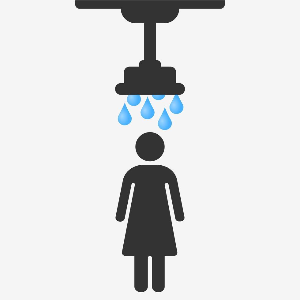 People under the shower. White background. Vector illustration